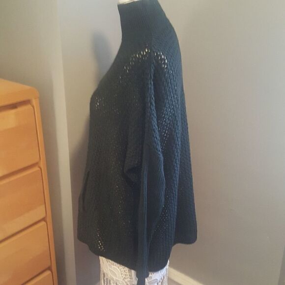 LOFT Open Knit Turtleneck Long Sleeve Poncho Sweater - Picture 6 of 8